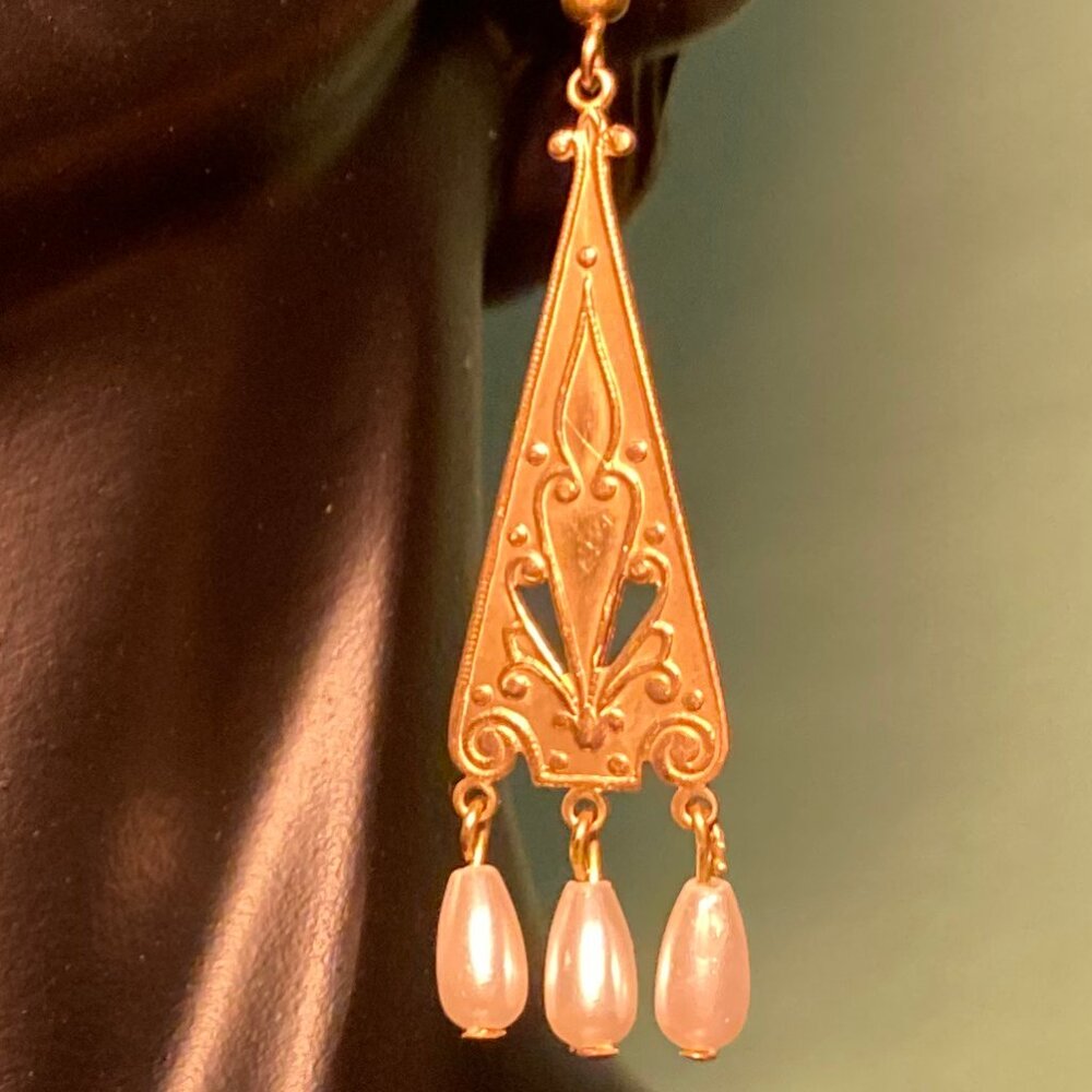 MDM Handmade Original | Art Nouveau Earrings | Vegan Pearls